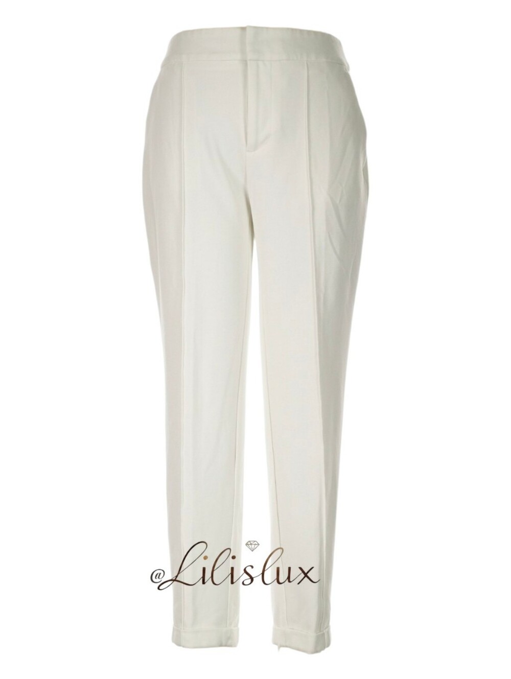 Nine West Daisy Dew Ivory Dress Pants Tapered Ankle Cuffed Hem Size 16 New W/tag